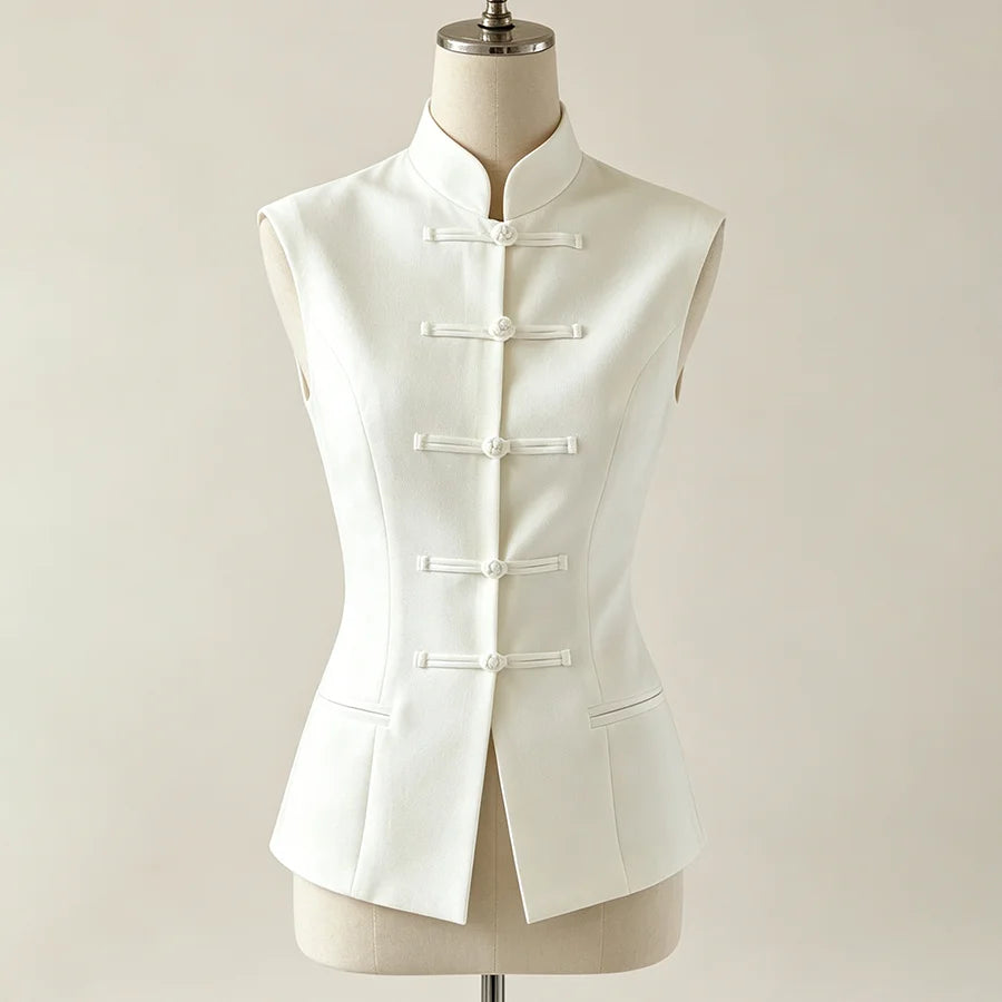Clairemont Frog-Button Stand Collar Vest