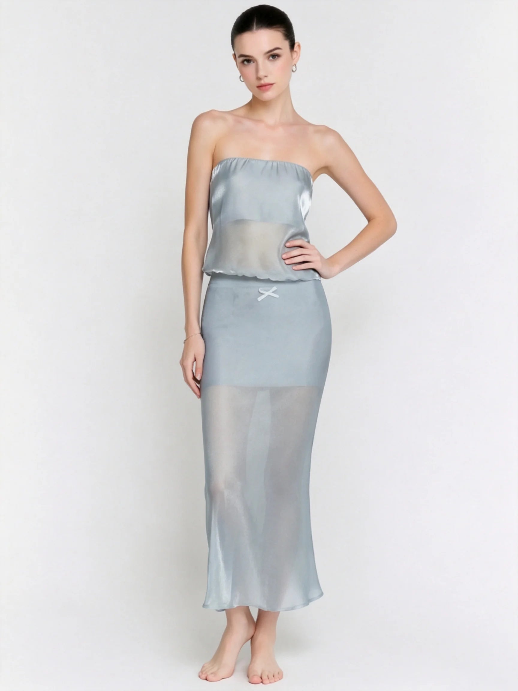 Ivy Satin Tube Top & Midi Skirt Set