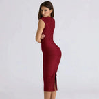 Phoebe Claret V-Neck Bodycon Dress