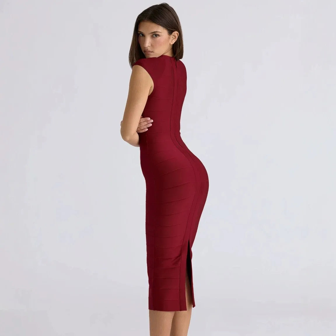 Phoebe Claret V-Neck Bodycon Dress