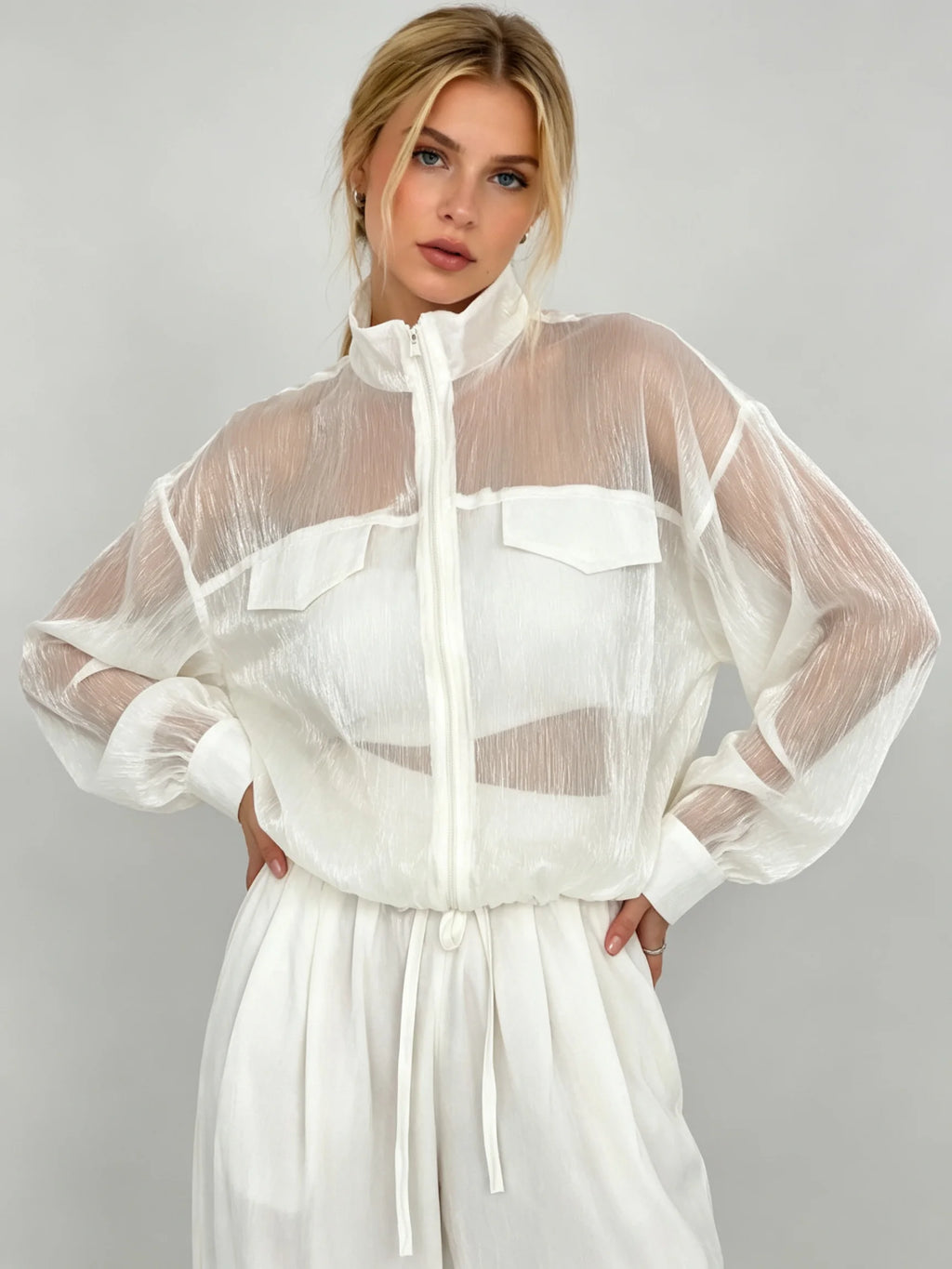 Ansley Sheer Zip-Up Jacket