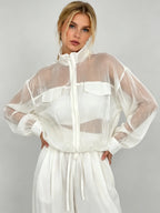 Ansley Sheer Zip-Up Jacket