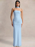 Novaline Strapless Choker Mermaid Maxi Dress