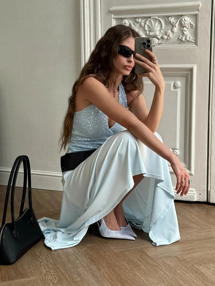 Charlotte Sequin Wrap Tank