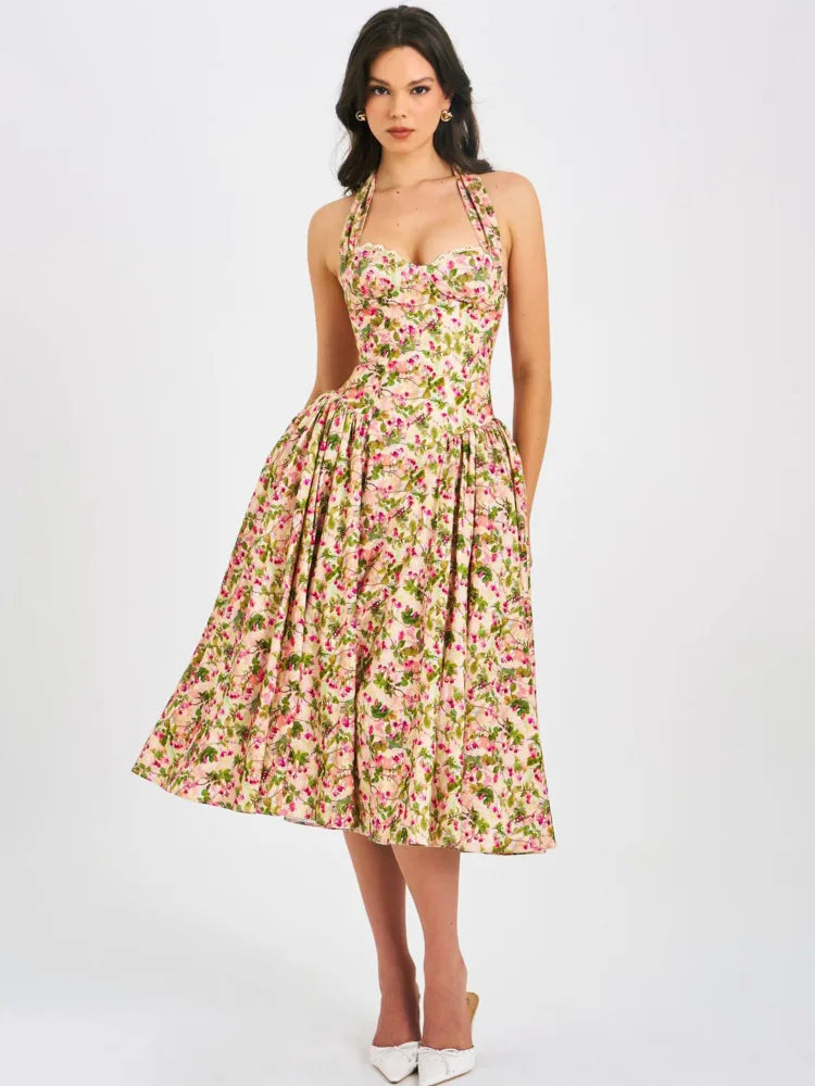 Reeva Floral Halter Midi Dress