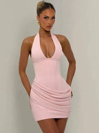 Lyric Halter Deep-V Mini Dress