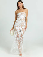Noor Strapless Floral Lace Mermaid Gown