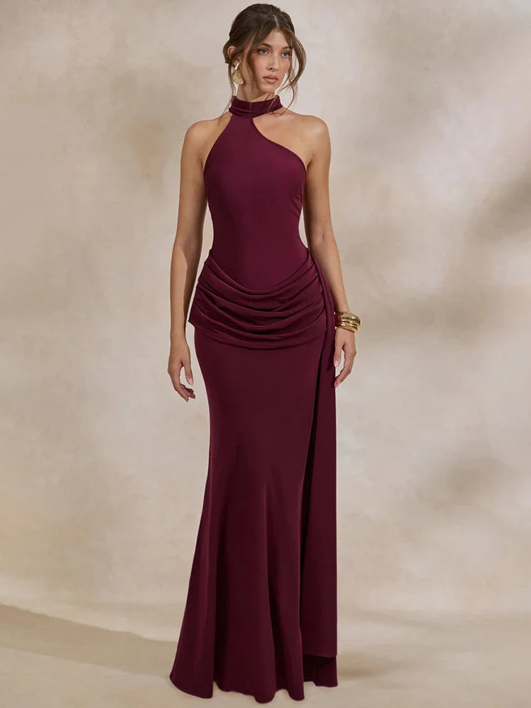 Modeste Halter One-Shoulder Mermaid Gown