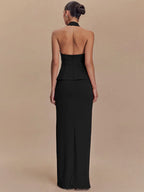 Meraude Backless Halter Top & Long Skirt Set