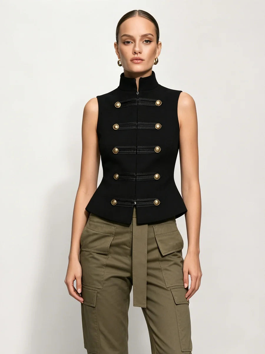 Camelia Double-Breasted Zip Vest
