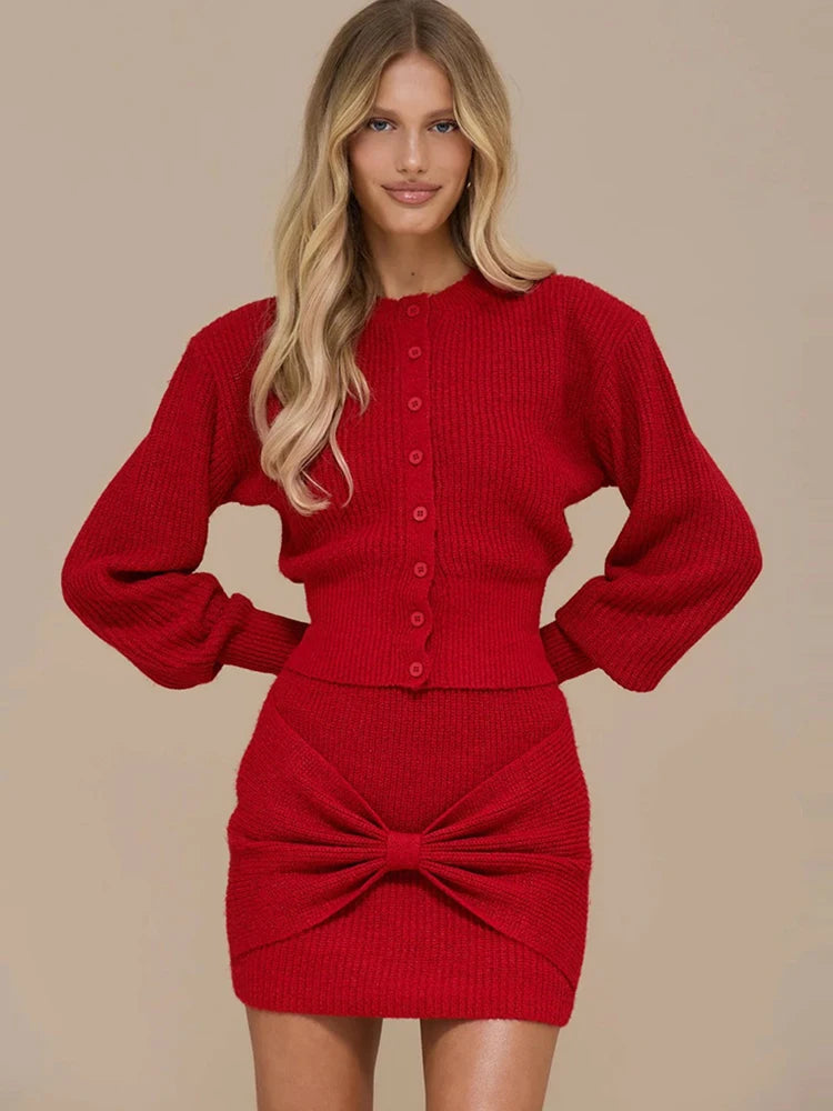 Meredith Knit Sweater & Mini Skirt Set