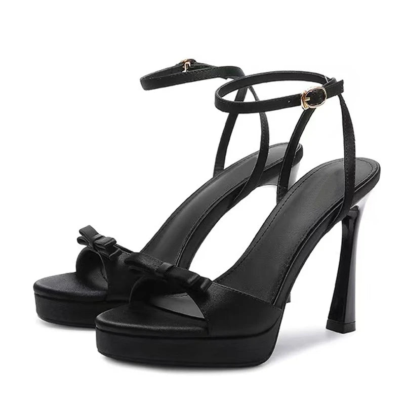 Genevieve Silk Bow Platform Sandal