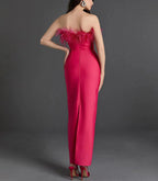 Rosalind Feather-Trim Strapless Mini Dress