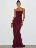 Matilda Spaghetti Strap Square-Collar Mermaid Maxi Dress