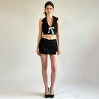 Kensington Lace Bow Halter Crop Top & Mini Skirt Set
