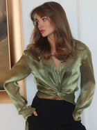 Metallic Wrap Blouse – Fleur