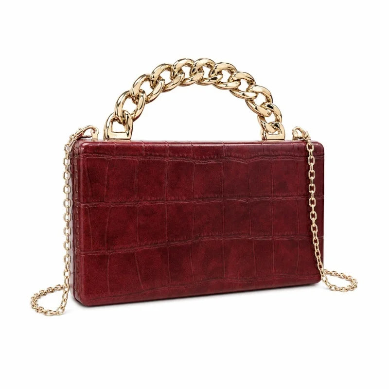 Emberly Crocodile-Embossed Clutch