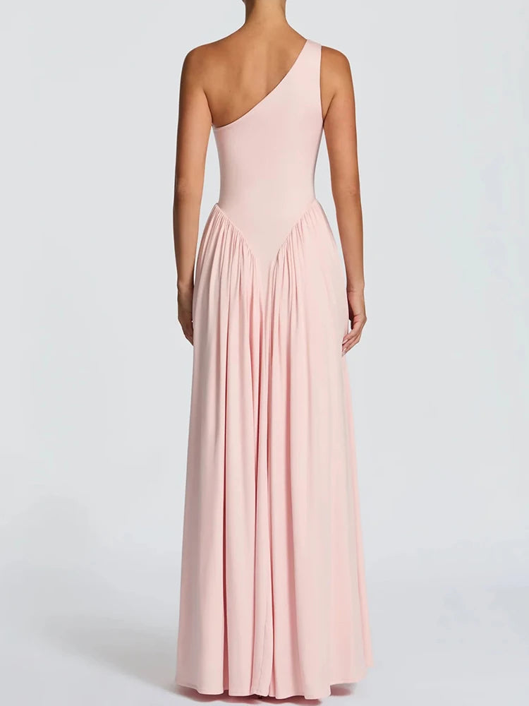 Maude One-Shoulder Pleated Maxi Dress