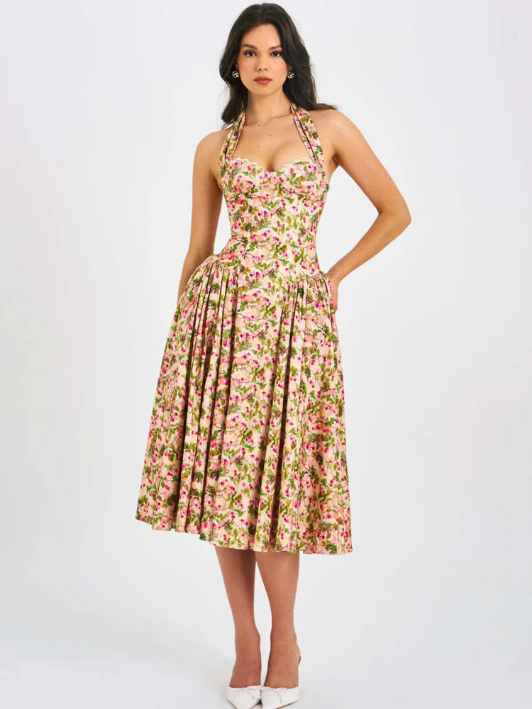 Reeva Floral Halter Midi Dress