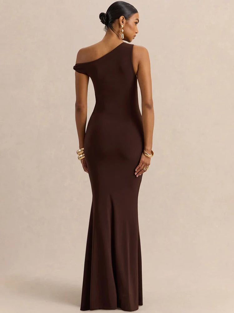 Palladia One-Shoulder Metal-Ring Mermaid Gown