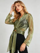 Metallic Wrap Blouse – Fleur