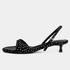 Camille Satin Kitten-Heel Sandal