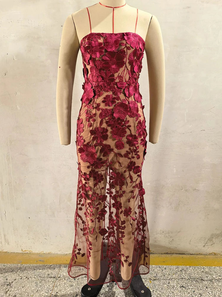 Noor Strapless Floral Lace Mermaid Gown