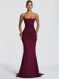 Matilda Spaghetti Strap Square-Collar Mermaid Maxi Dress