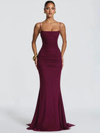 Matilda Spaghetti Strap Square-Collar Mermaid Maxi Dress