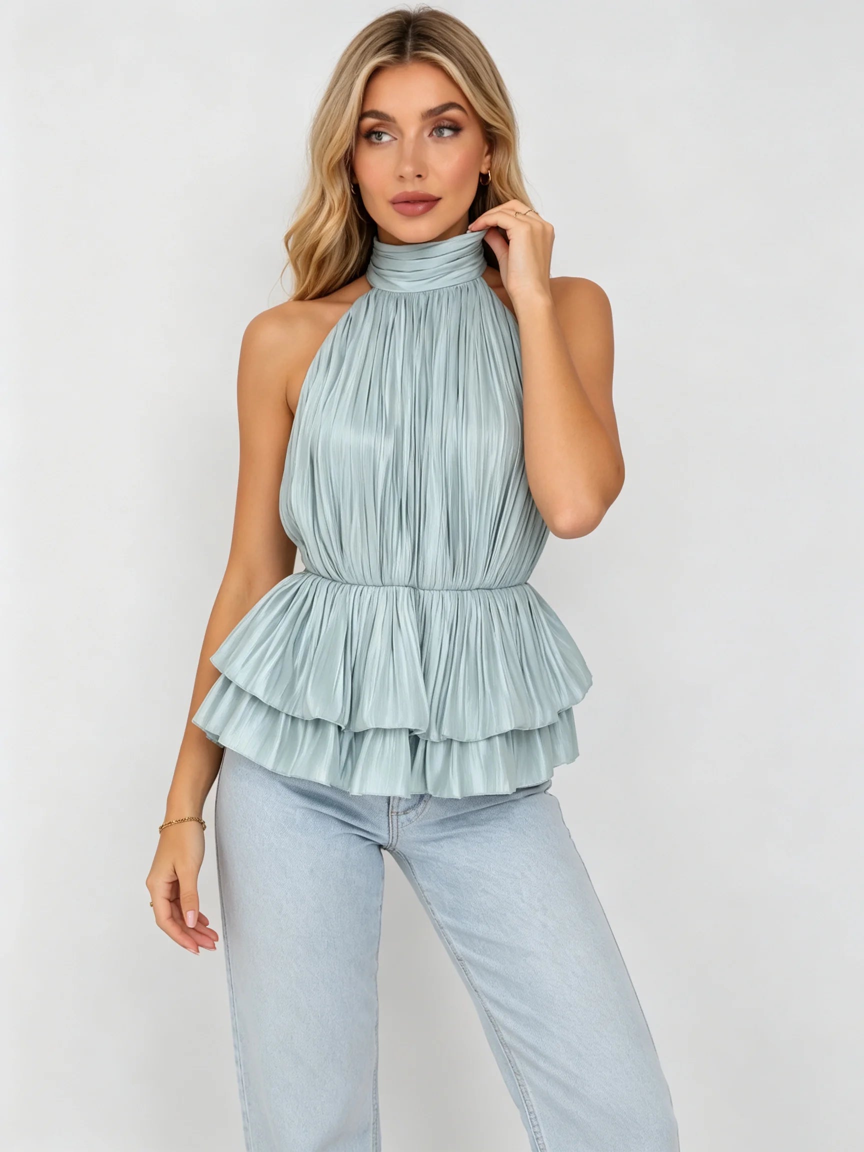 Beatrice Halter Ruffle Tank