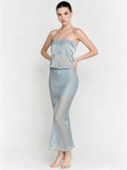 Ivy Satin Tube Top & Midi Skirt Set