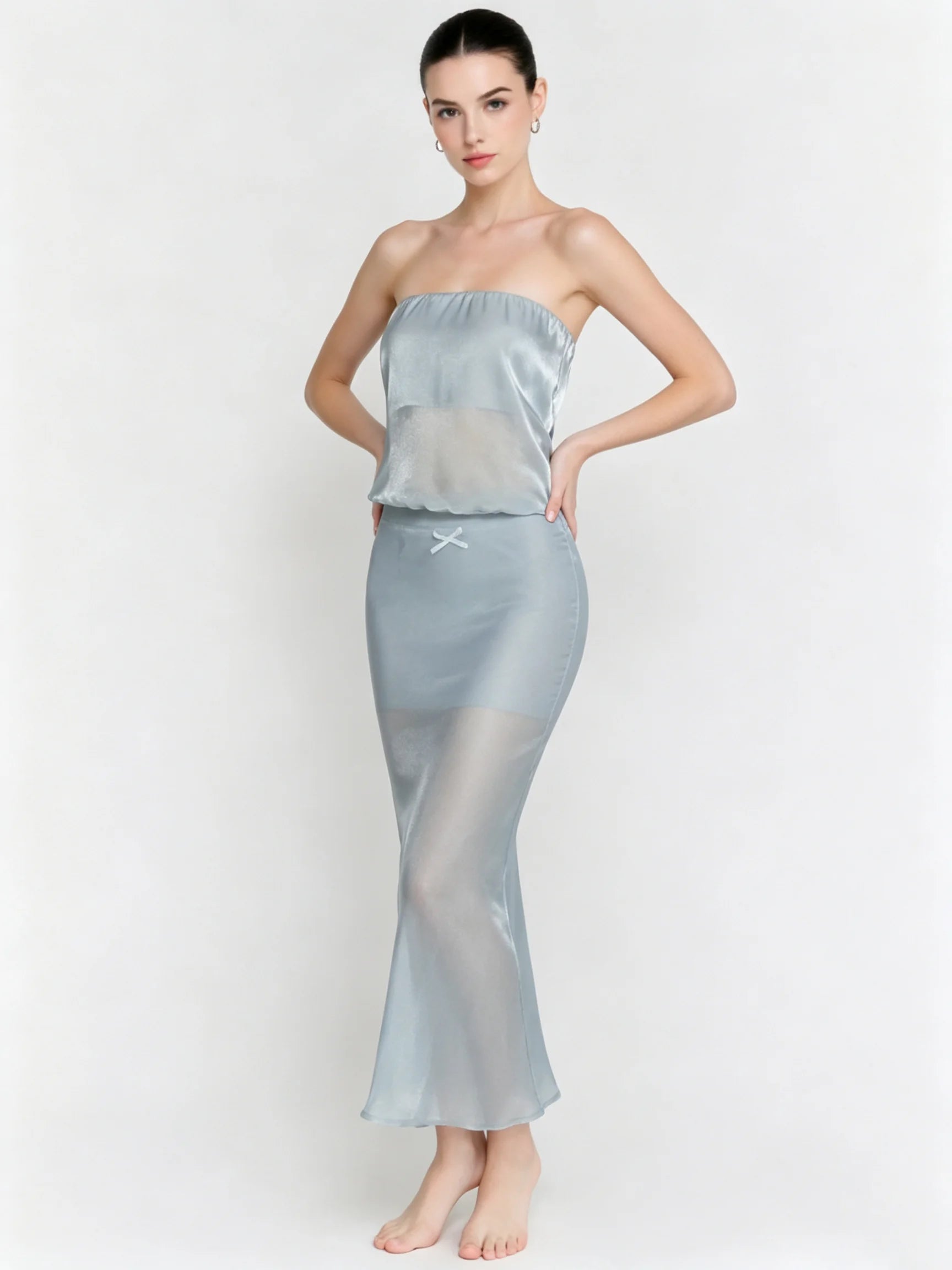 Ivy Satin Tube Top & Midi Skirt Set
