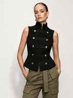 Camelia Double-Breasted Zip Vest