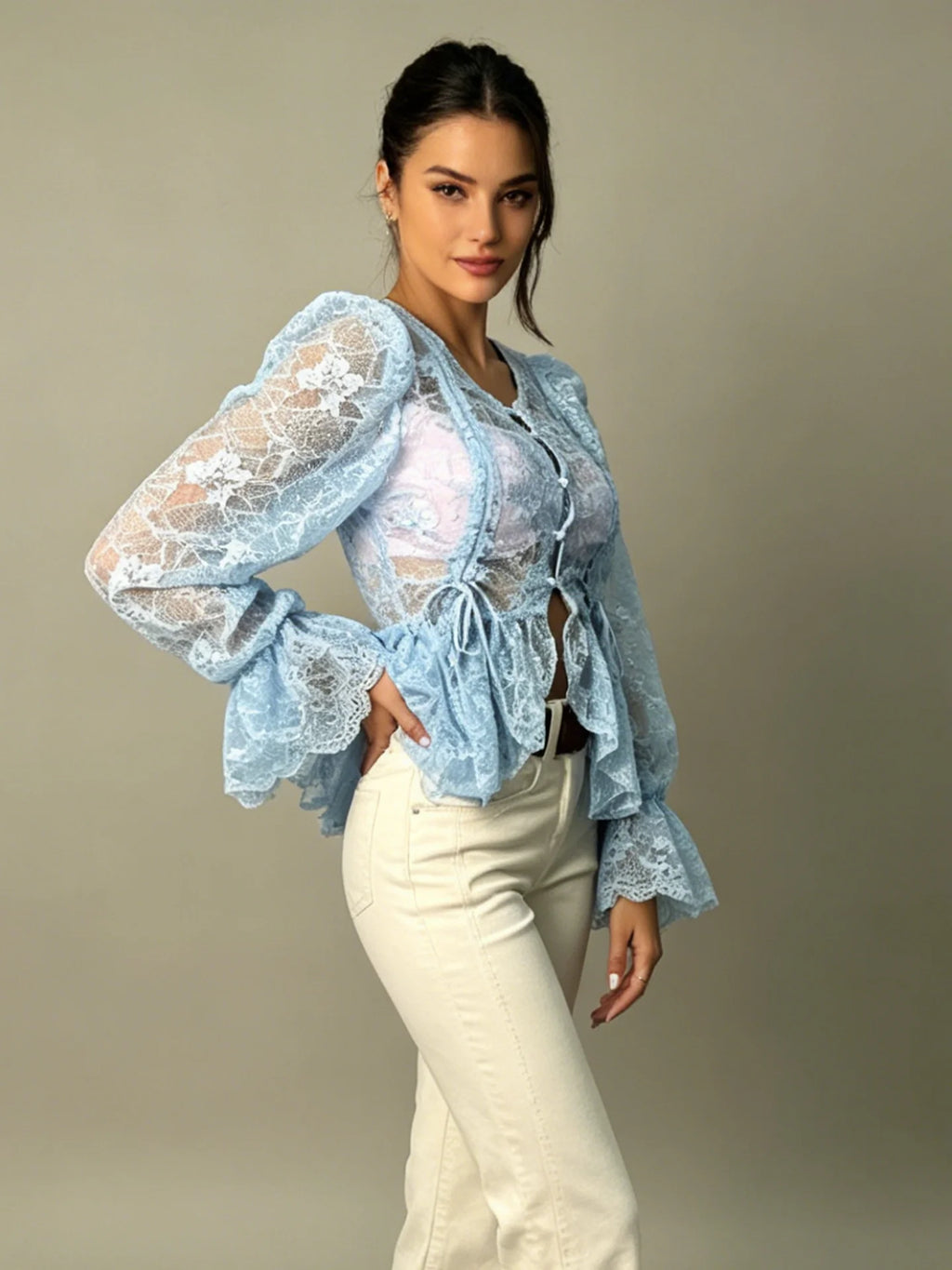 Celestine Sheer Peplum Blouse