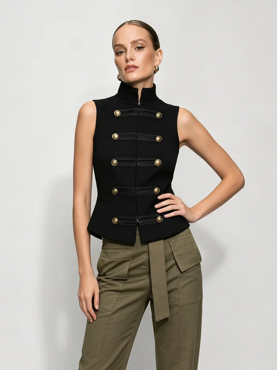 Camelia Double-Breasted Zip Vest
