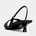 Camille Satin Kitten-Heel Sandal