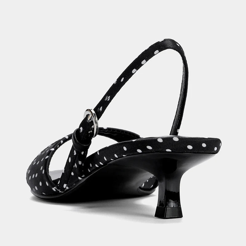 Camille Satin Kitten-Heel Sandal