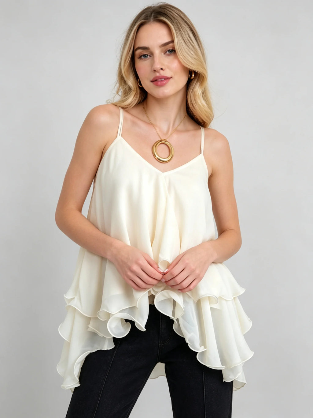 Arden Ruffle-Hem Cami Tank