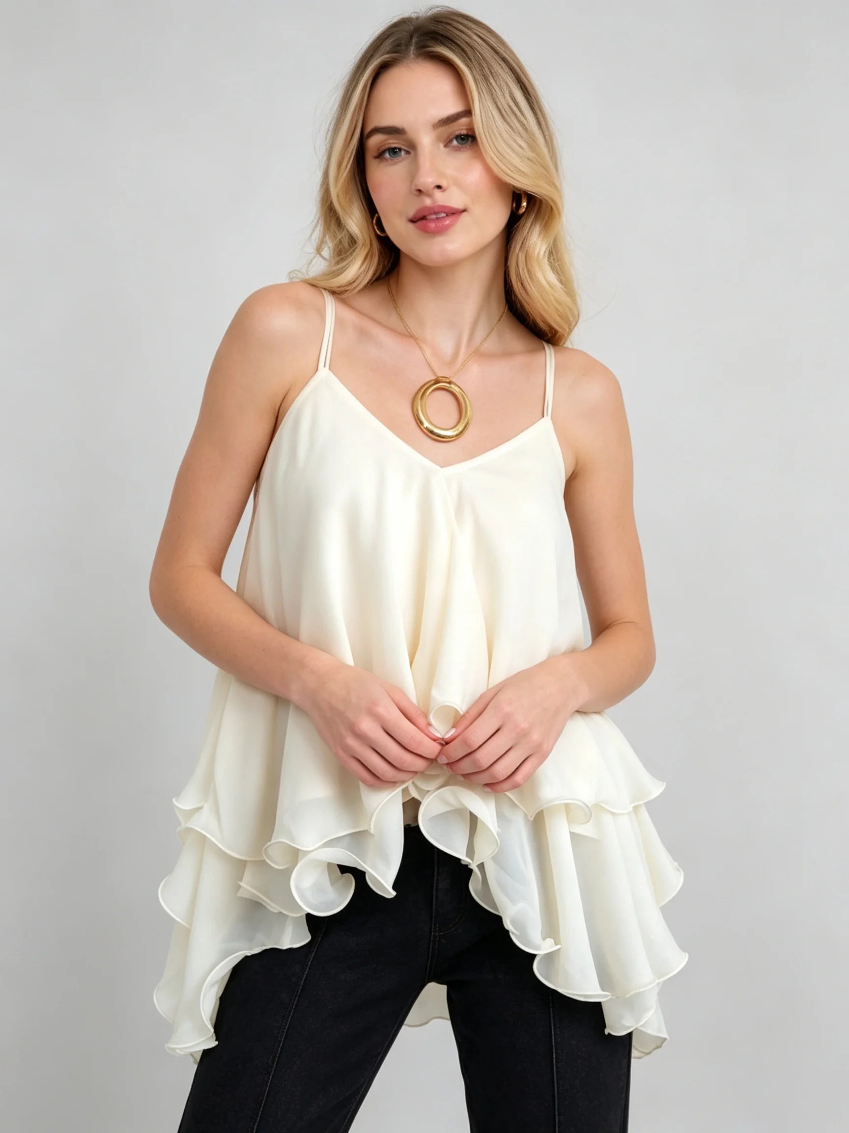 Arden Ruffle-Hem Cami Tank