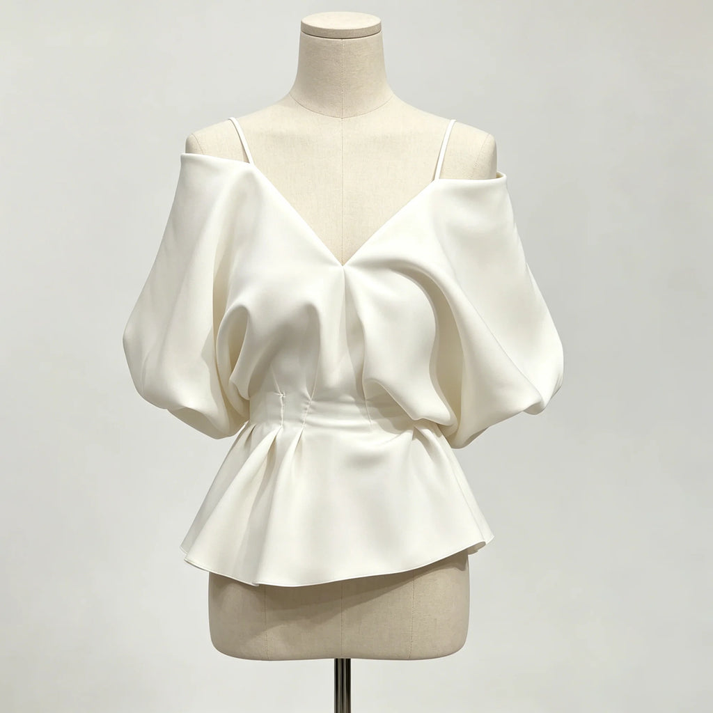 Brielle Satin Off-Shoulder Blouse