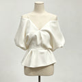 Brielle Satin Off-Shoulder Blouse