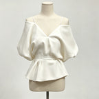 Brielle Satin Off-Shoulder Blouse