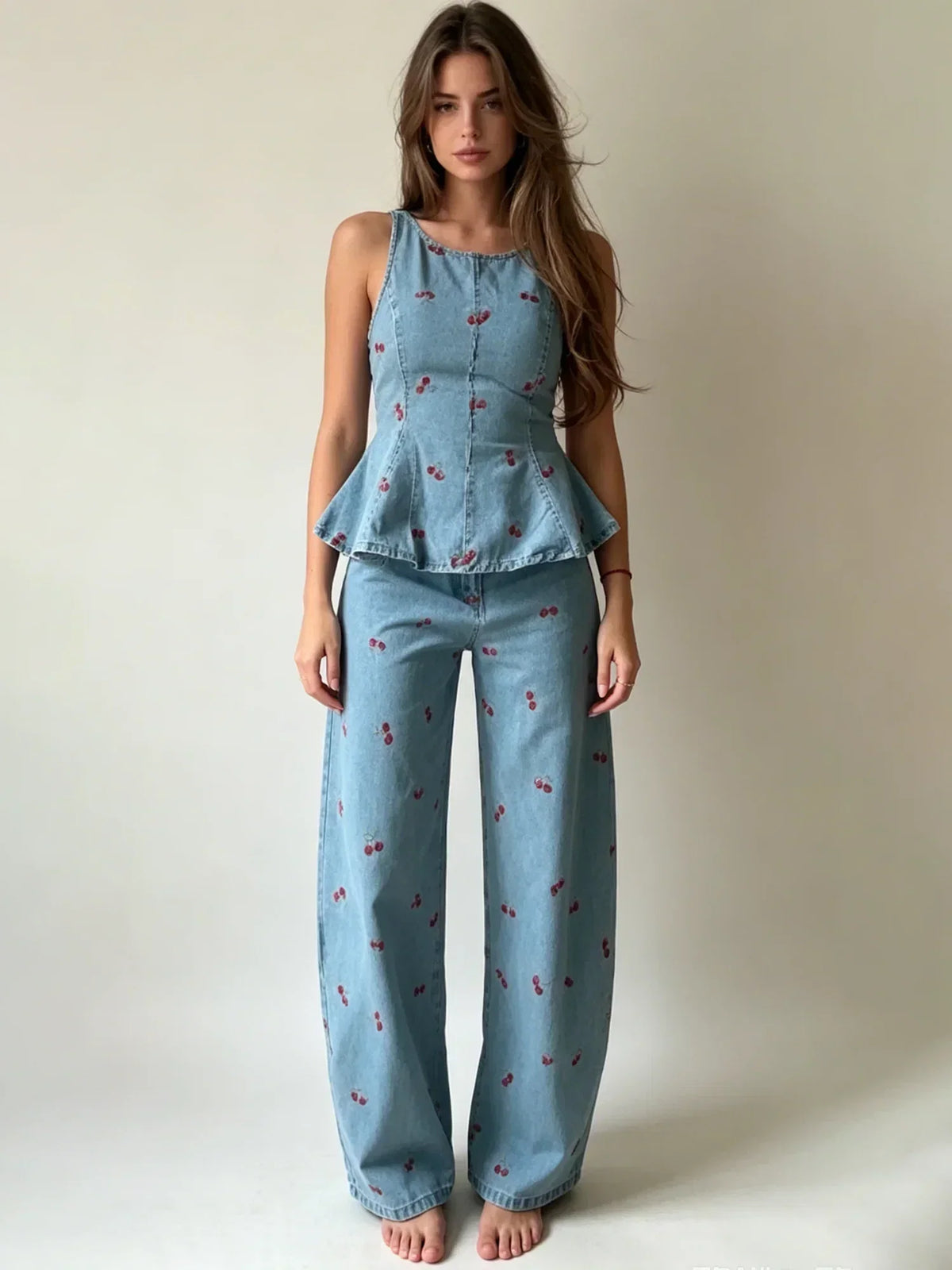 Denim Peplum Set – Coco