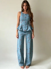 Denim Peplum Set – Coco