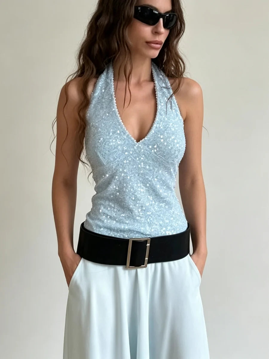 Charlotte Sequin Wrap Tank