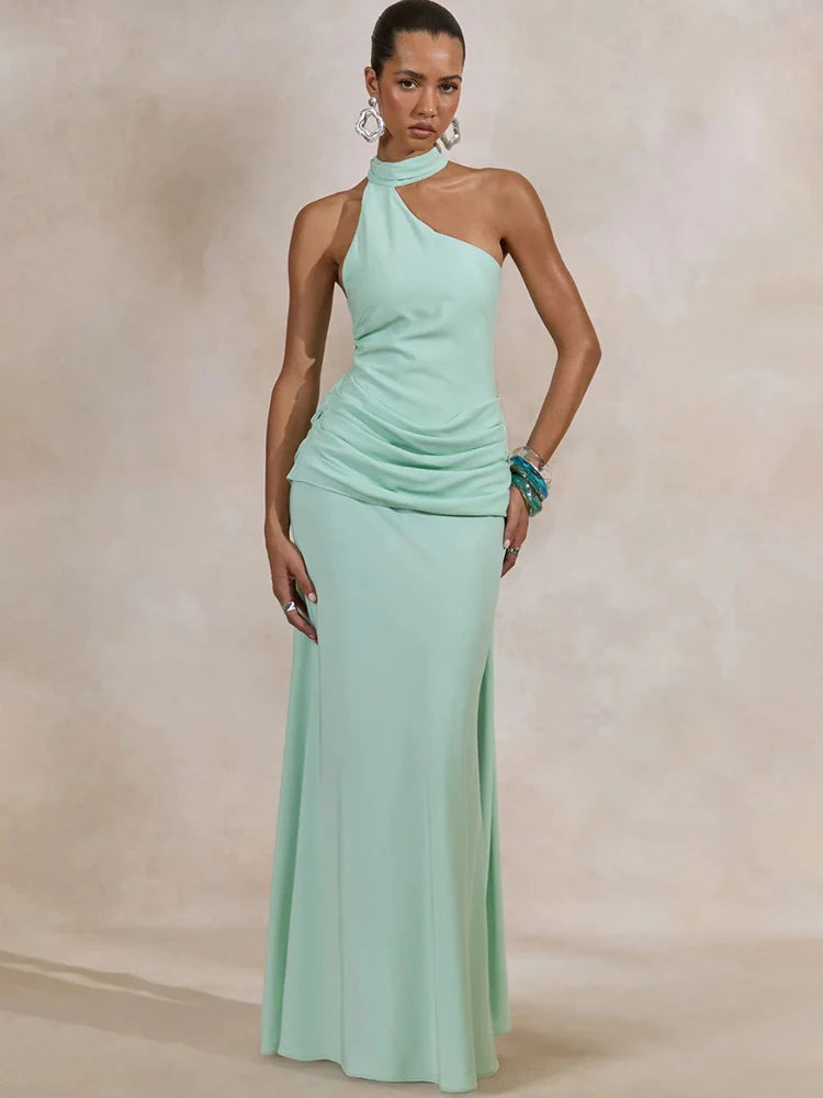 Modeste Halter One-Shoulder Mermaid Gown