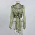 Belmont Metallic Twist-Front Blouse