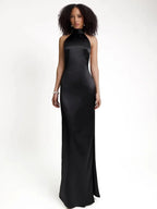 Rosamund Pearl Halter Backless Maxi Dress
