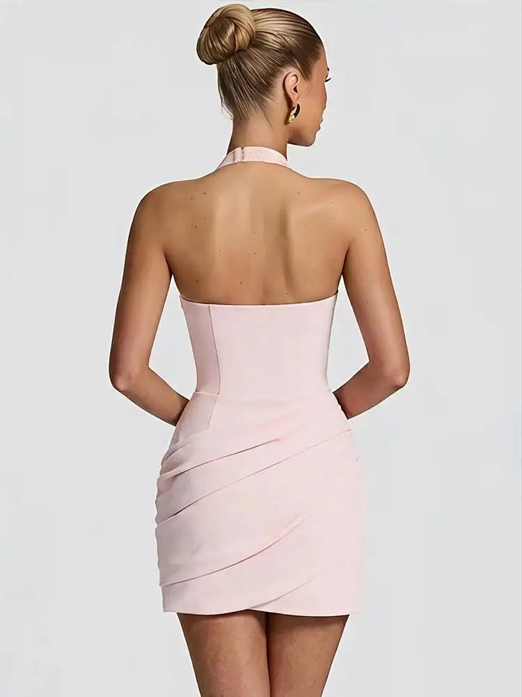 Lyric Halter Deep-V Mini Dress