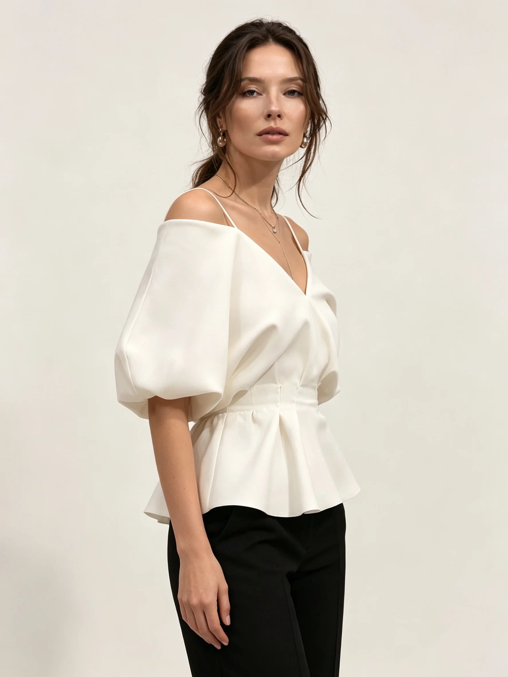 Brielle Satin Off-Shoulder Blouse